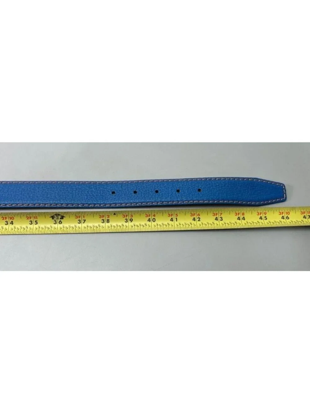 Roger Ximenez Men's Italian Calf Leather Blue  Yellow Stitching Belt 46 Inches